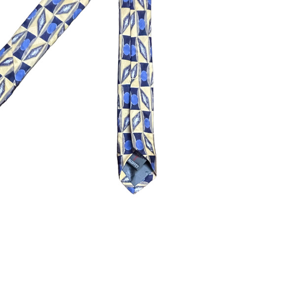 Robert Talbott Studio Mens Tie Yellow Blue Geometric Pattern 100% Silk 57"X3.75" - Picture 5 of 5